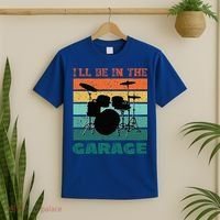 ILl Be In The Garage Vintage Drum Set Band Drummer T-Shirt thumb 2