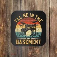 I'll Be In The Basement Drumming for Funny Drummer Coaster thumb 0