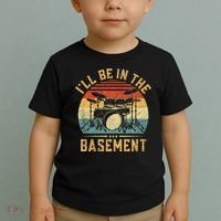 I'll Be In The Basement Drumming for Funny Drummer Toddler T-Shirt thumb 2