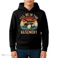 I'll Be In The Basement Drumming for Funny Drummer Kids Hoodie thumb 4