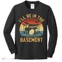 I'll Be In The Basement Drumming for Funny Drummer Kids Long Sleeve Shirt thumb 0