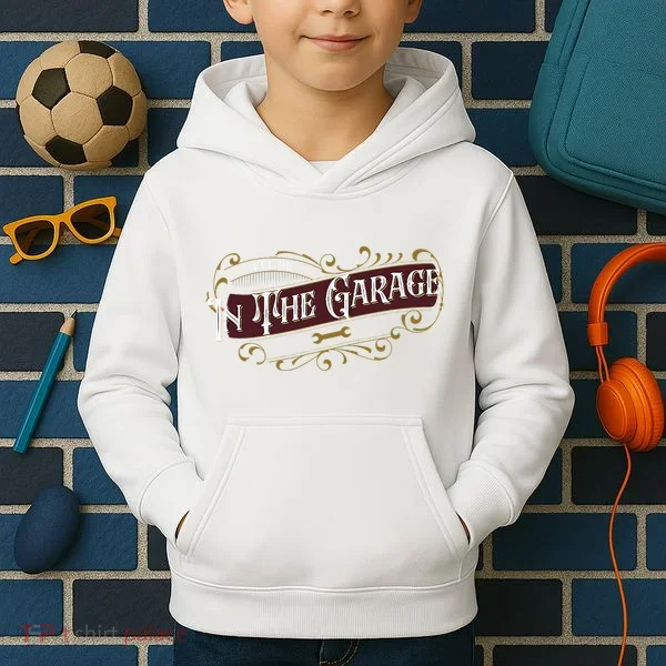 ILl Be In The Garage Kids Hoodie
