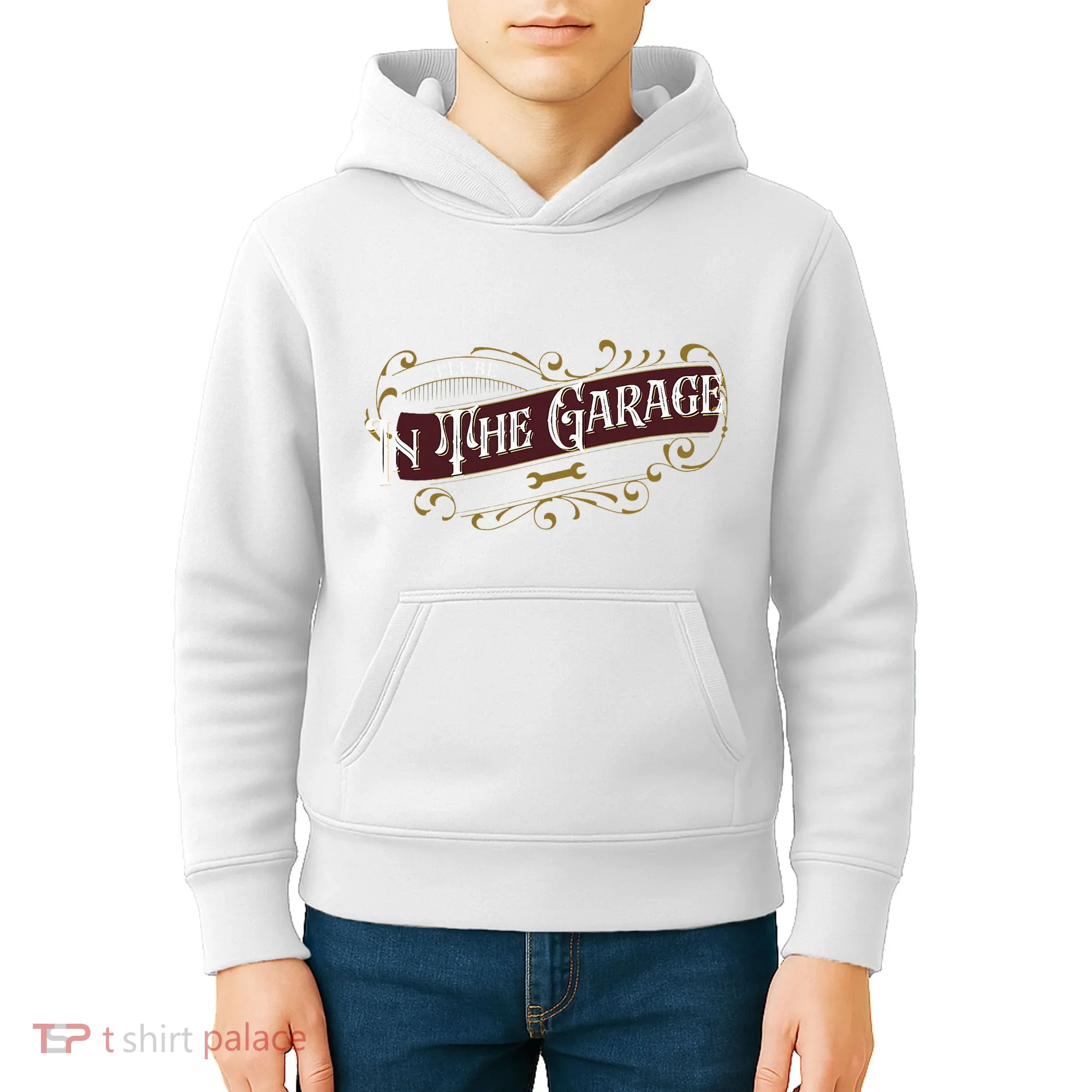 ILl Be In The Garage Kids Hoodie