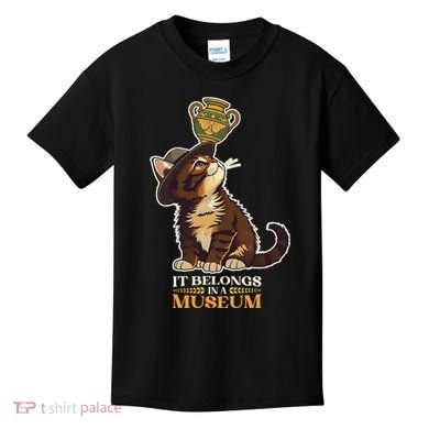 It Belongs In A Museum Archeology Archeologist Cat Kitty Kids T-Shirt