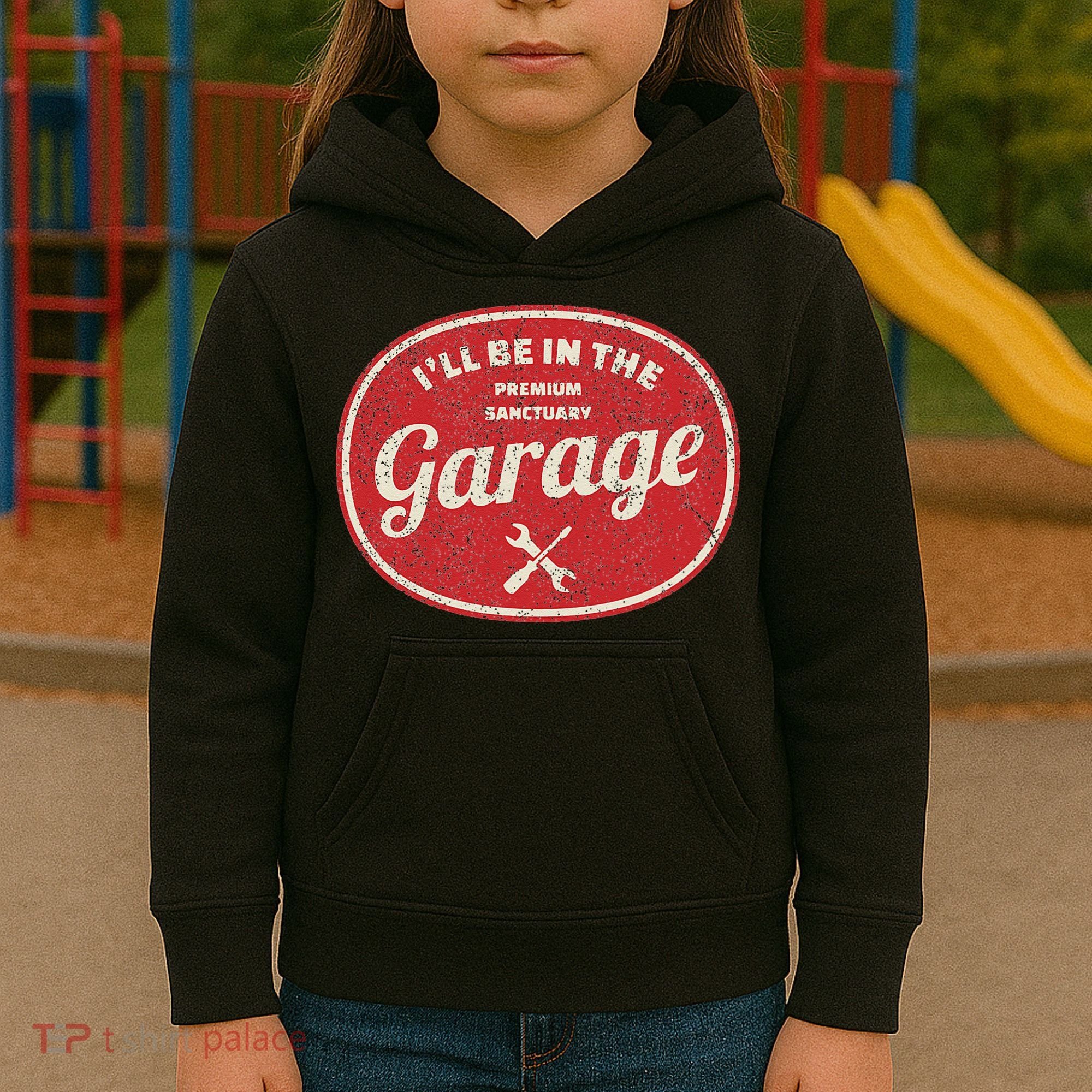 Ill Be In The Garage Kids Hoodie