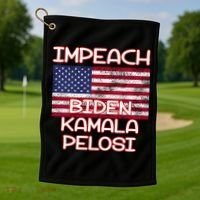 Impeach Biden Kamala Pelosi Golf Towel thumb 1