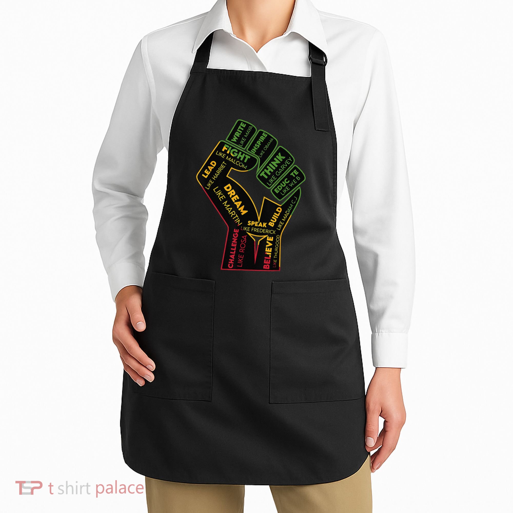 Inspiring Black Leaders Power Fist Hand Juneteenth Pride Apron