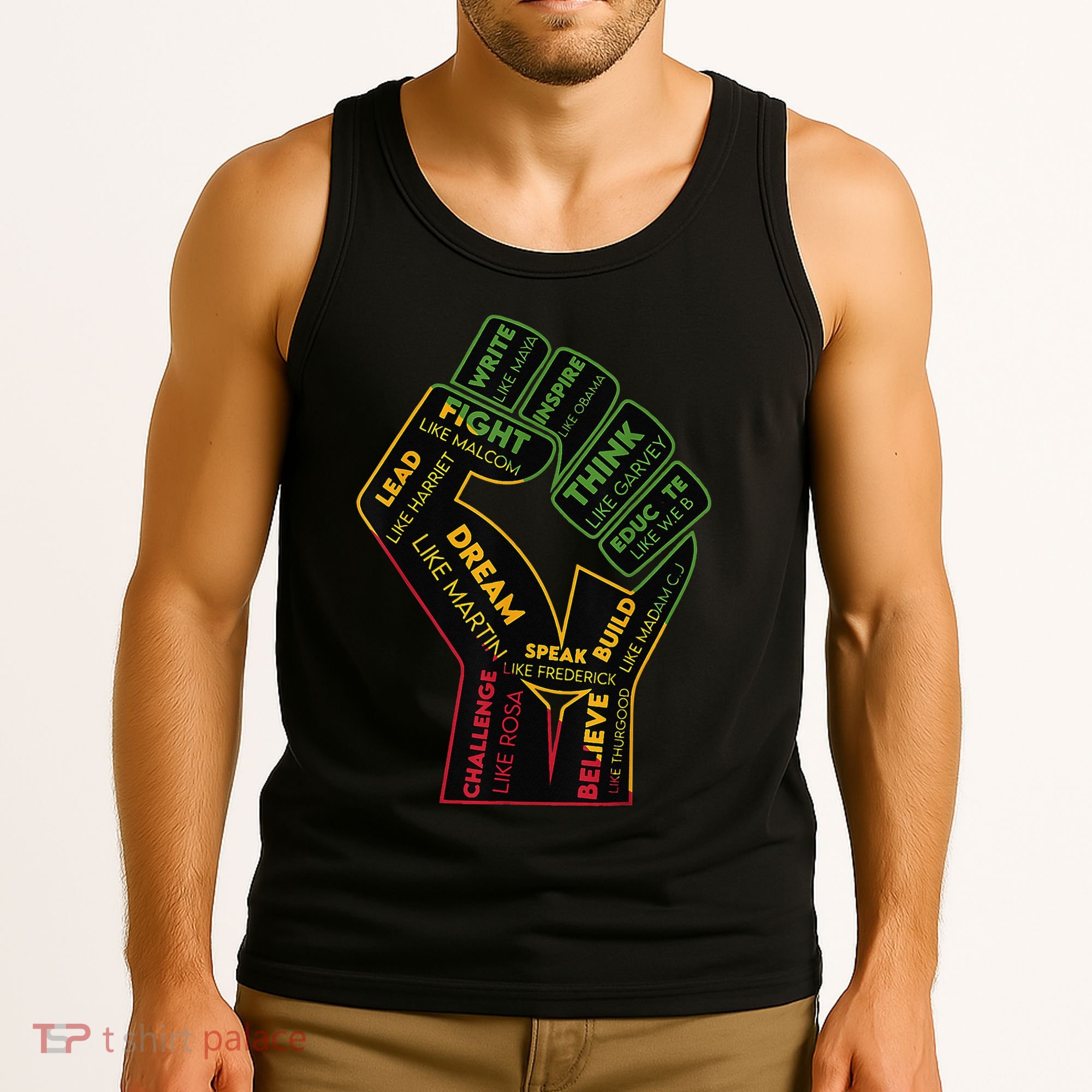 Inspiring Black Leaders Power Fist Hand Juneteenth Pride Tank Top
