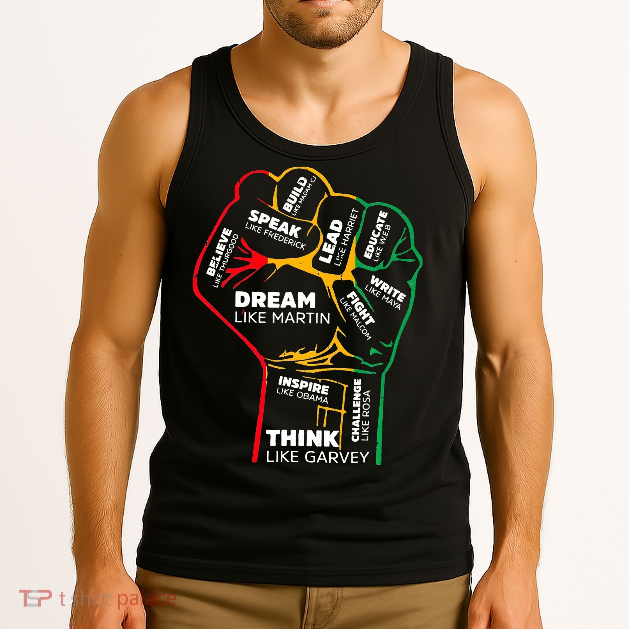 Inspiring Black Leaders Power Fist Hand BHM Tank Top