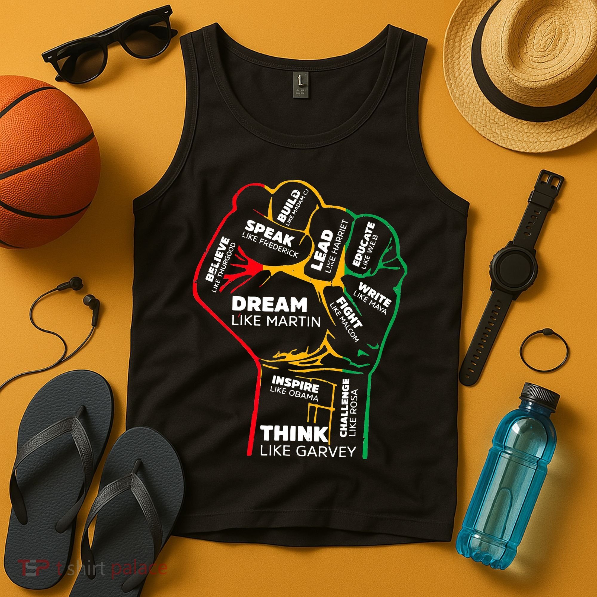 Inspiring Black Leaders Power Fist Hand BHM Tank Top