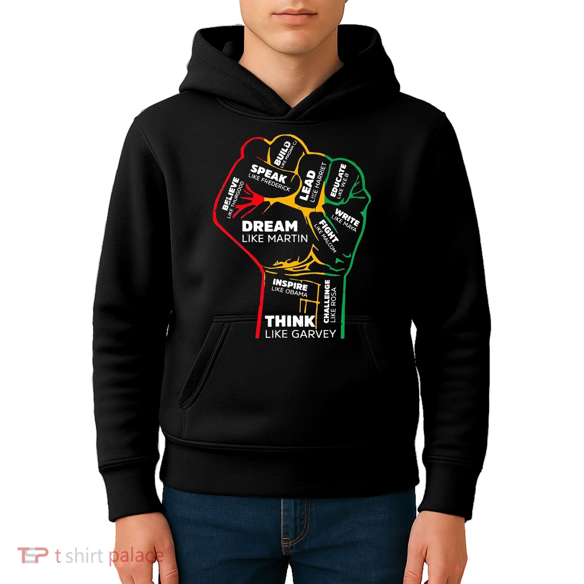 Inspiring Black Leaders Power Fist Hand BHM Kids Hoodie