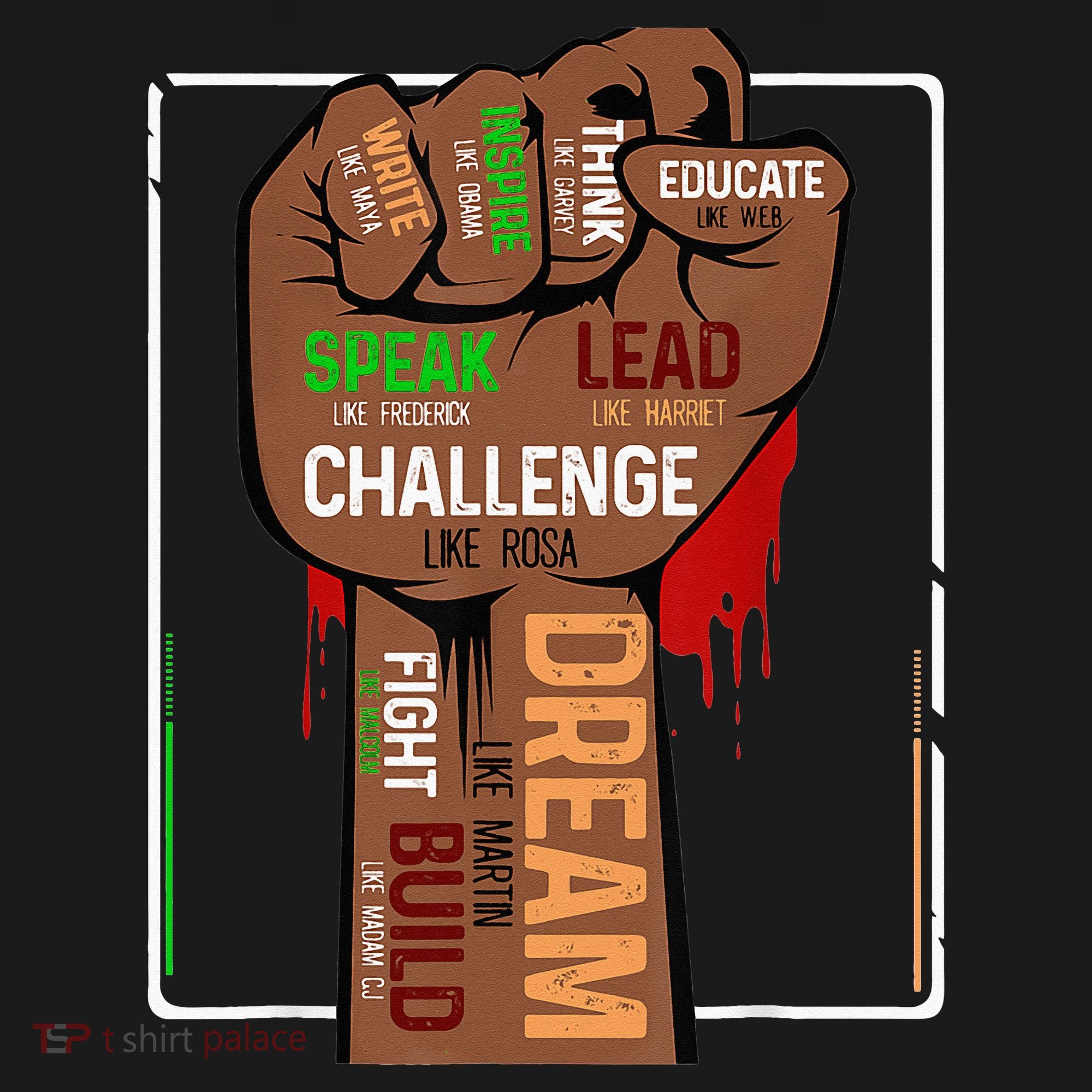 Inspiring Black Leaders Power Fist Hand BHM Long Sleeve Shirt