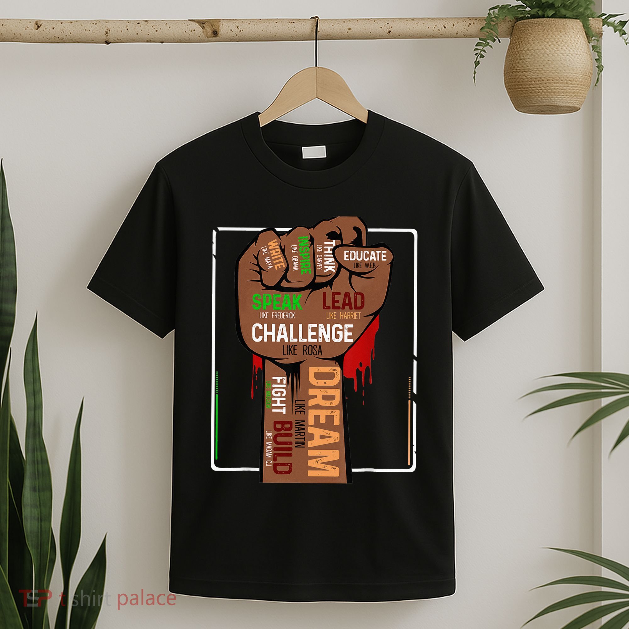 Inspiring Black Leaders Power Fist Hand BHM T-Shirt