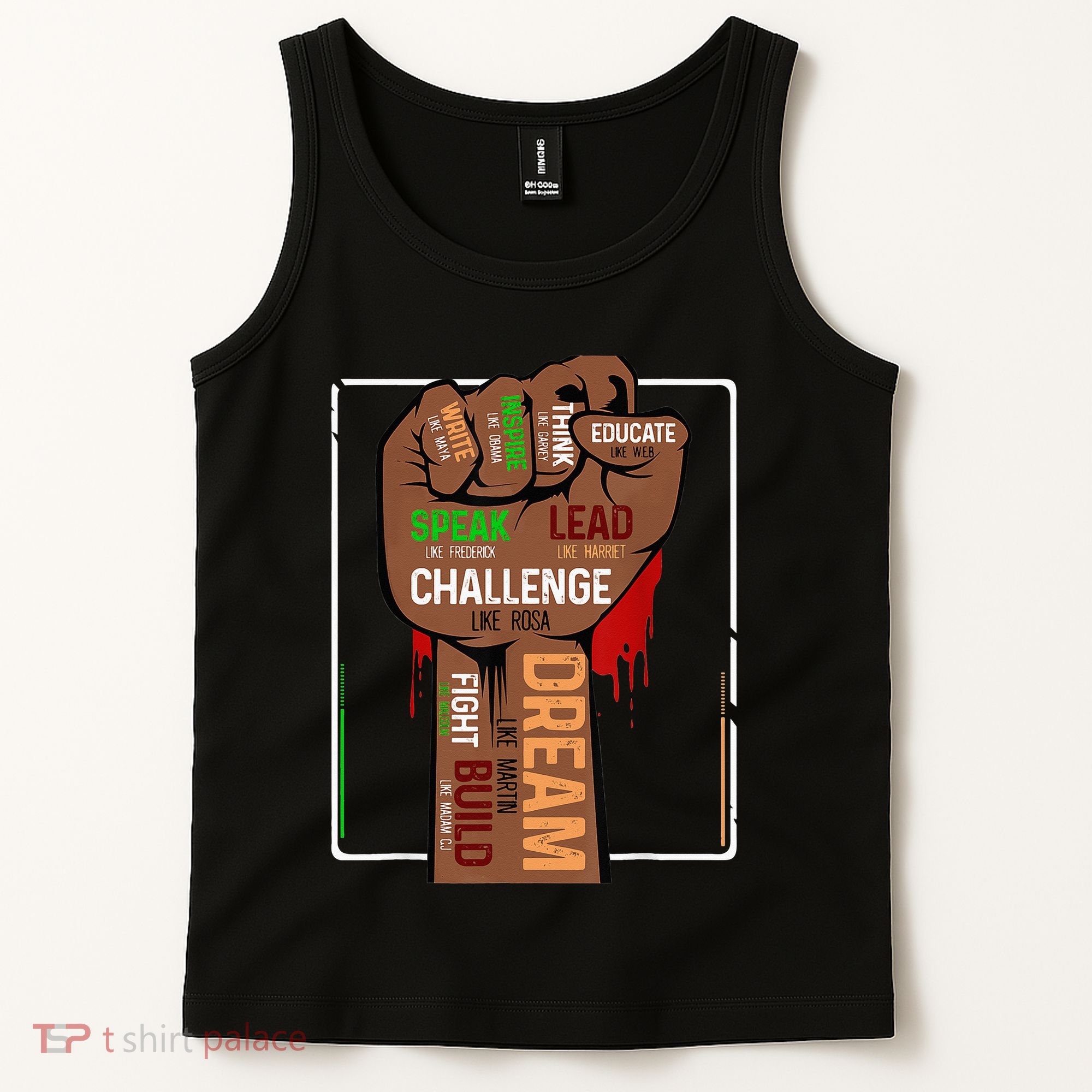 Inspiring Black Leaders Power Fist Hand BHM Tank Top