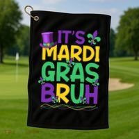 Its Bruh Mardi Gras Bruh Golf Towel thumb 1