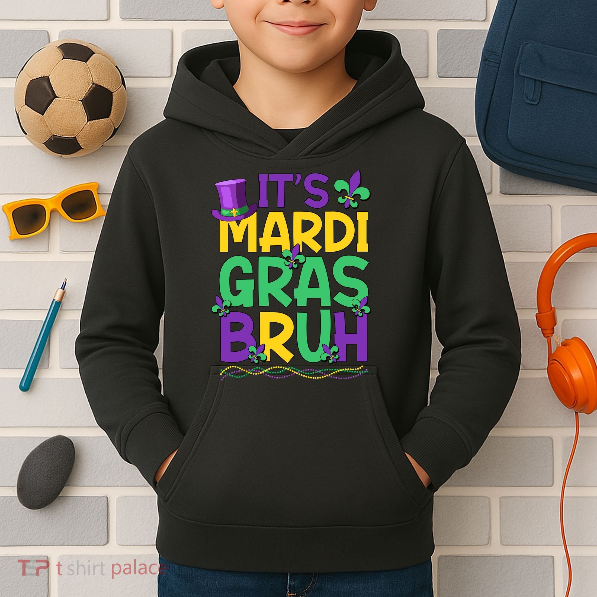Its Bruh Mardi Gras Bruh Kids Hoodie