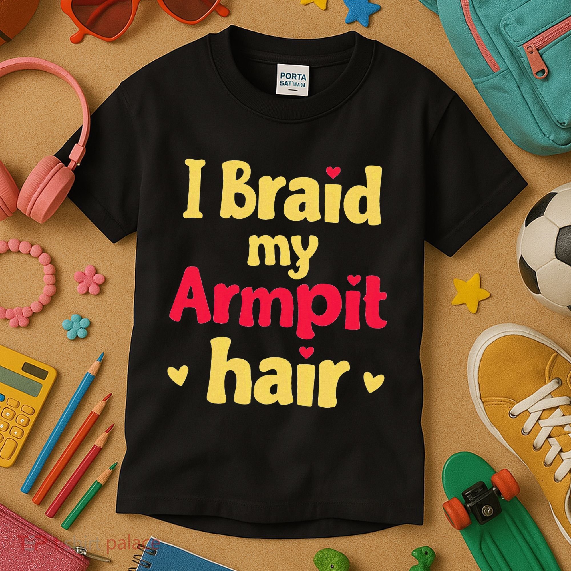 I Braid My Armpit Hair Funny Sarcastic Quote Kids T-Shirt