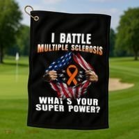 I Batte Multiple Sclerosis What's Your Super Power Superhero Golf Towel thumb 1