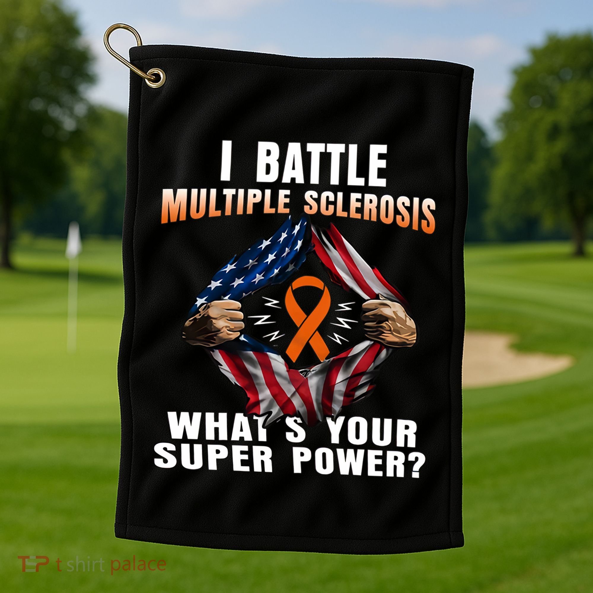 I Batte Multiple Sclerosis What's Your Super Power Superhero Golf Towel