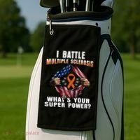 I Batte Multiple Sclerosis What's Your Super Power Superhero Golf Towel thumb 2
