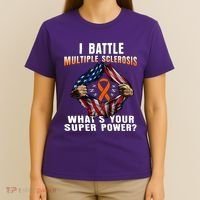 I Batte Multiple Sclerosis What's Your Super Power Superhero T-Shirt thumb 4