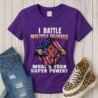 I Batte Multiple Sclerosis What's Your Super Power Superhero Women's T-Shirt thumb 3