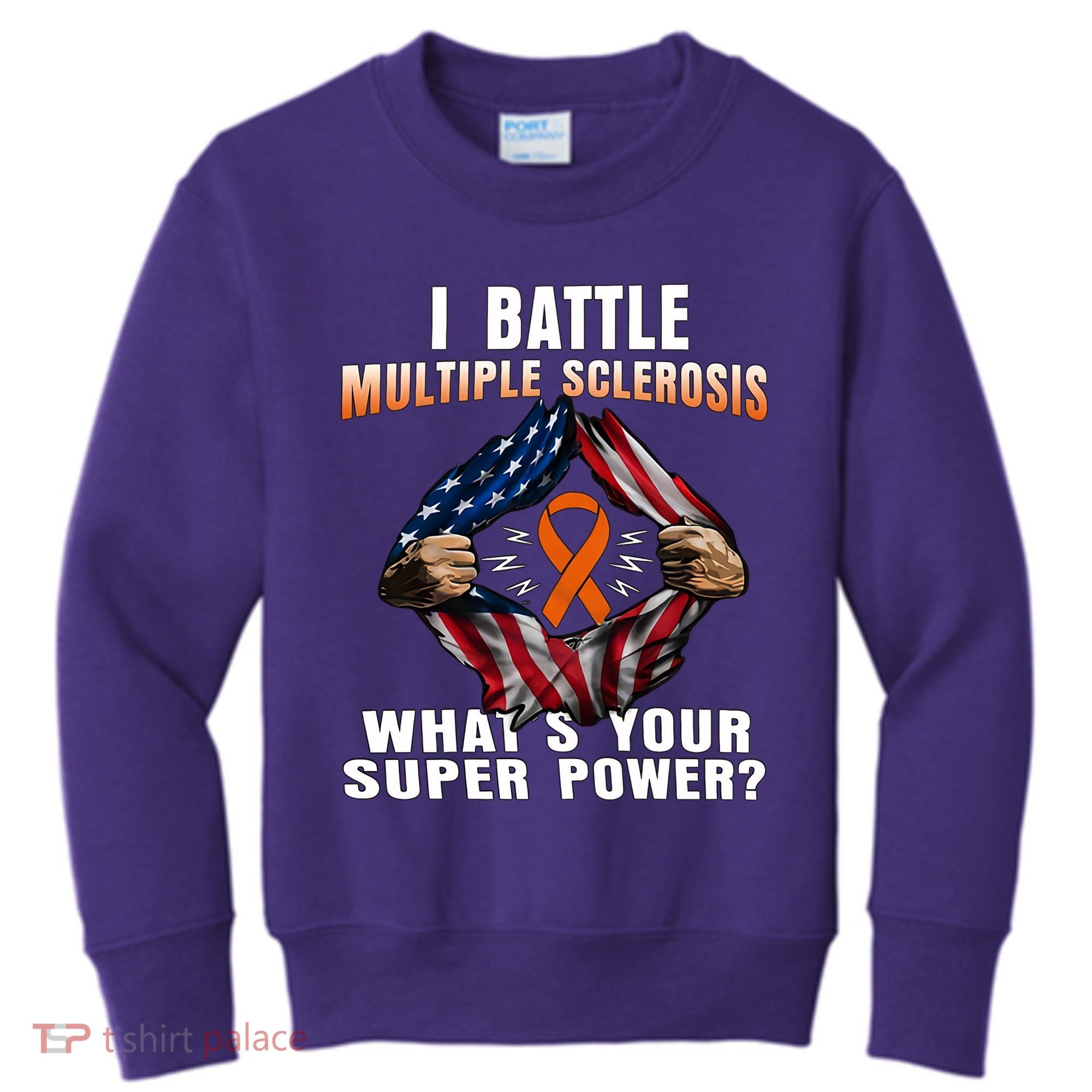 I Batte Multiple Sclerosis What's Your Super Power Superhero Kids Sweatshirt
