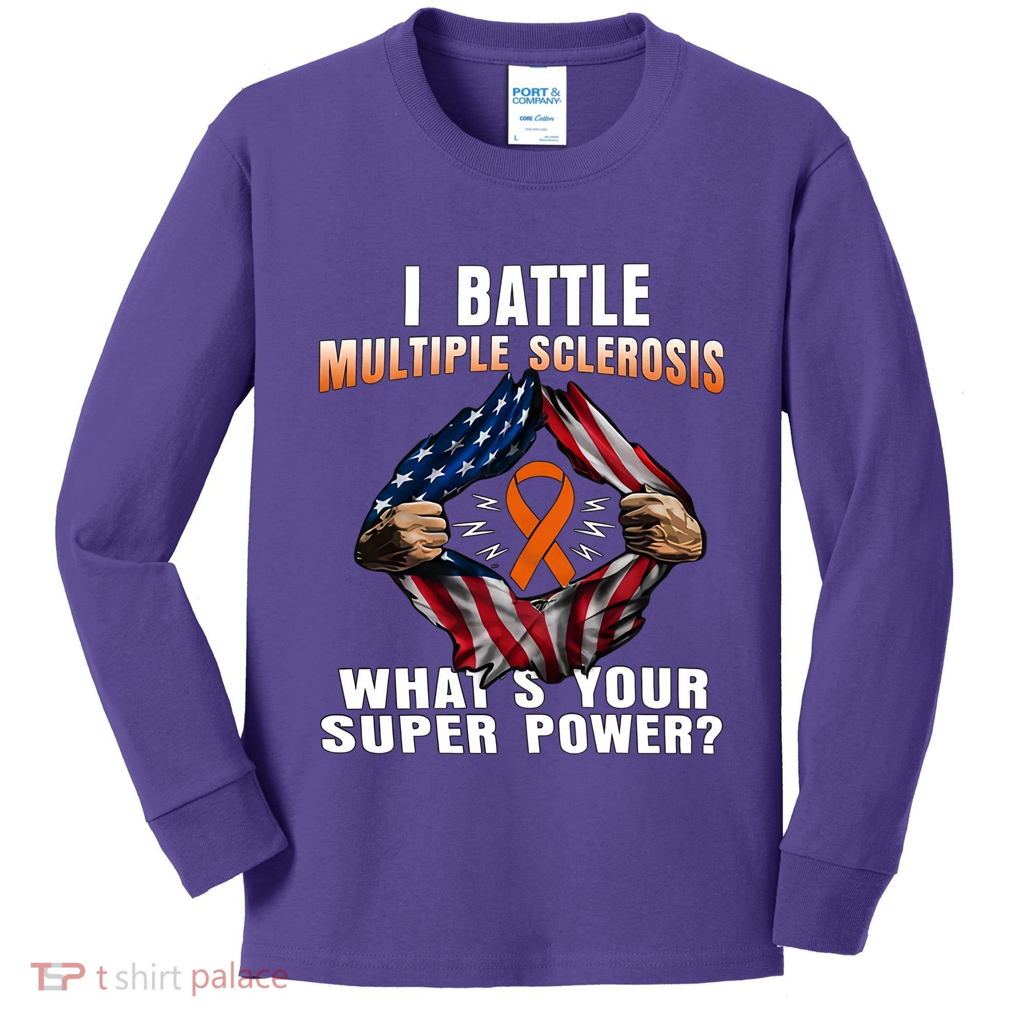 I Batte Multiple Sclerosis What's Your Super Power Superhero Kids Long Sleeve Shirt