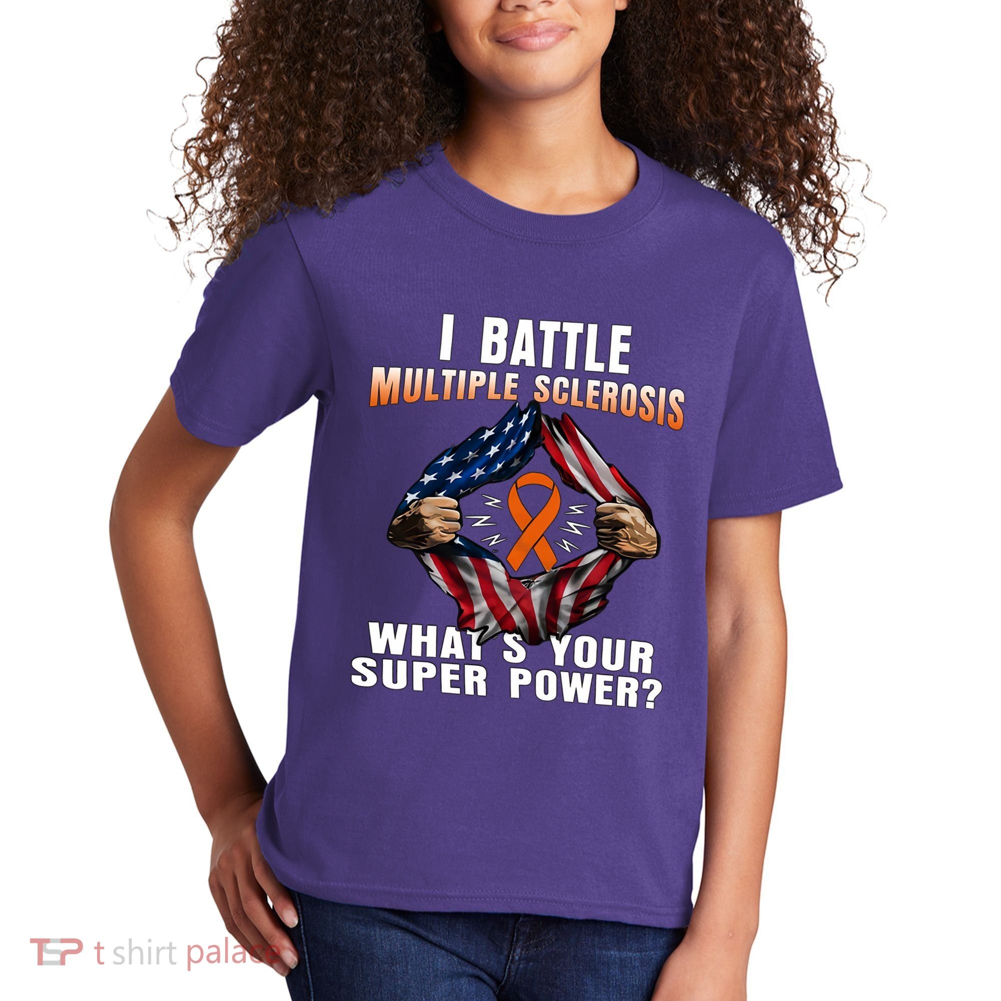 I Batte Multiple Sclerosis What's Your Super Power Superhero Kids T-Shirt