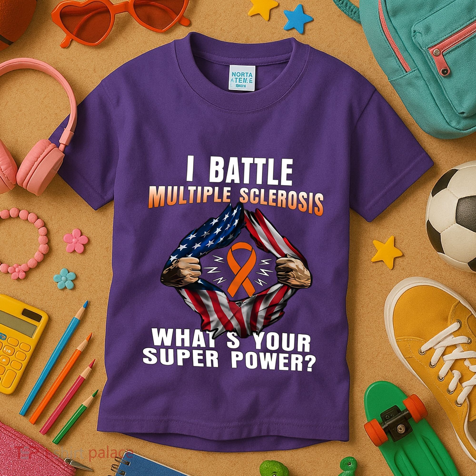 I Batte Multiple Sclerosis What's Your Super Power Superhero Kids T-Shirt