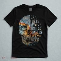 I Bet My Soul Smells Like Weed Skull Cannabis Funny T-Shirt thumb 5