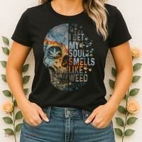 I Bet My Soul Smells Like Weed Skull Cannabis Funny Women's T-Shirt thumb 2