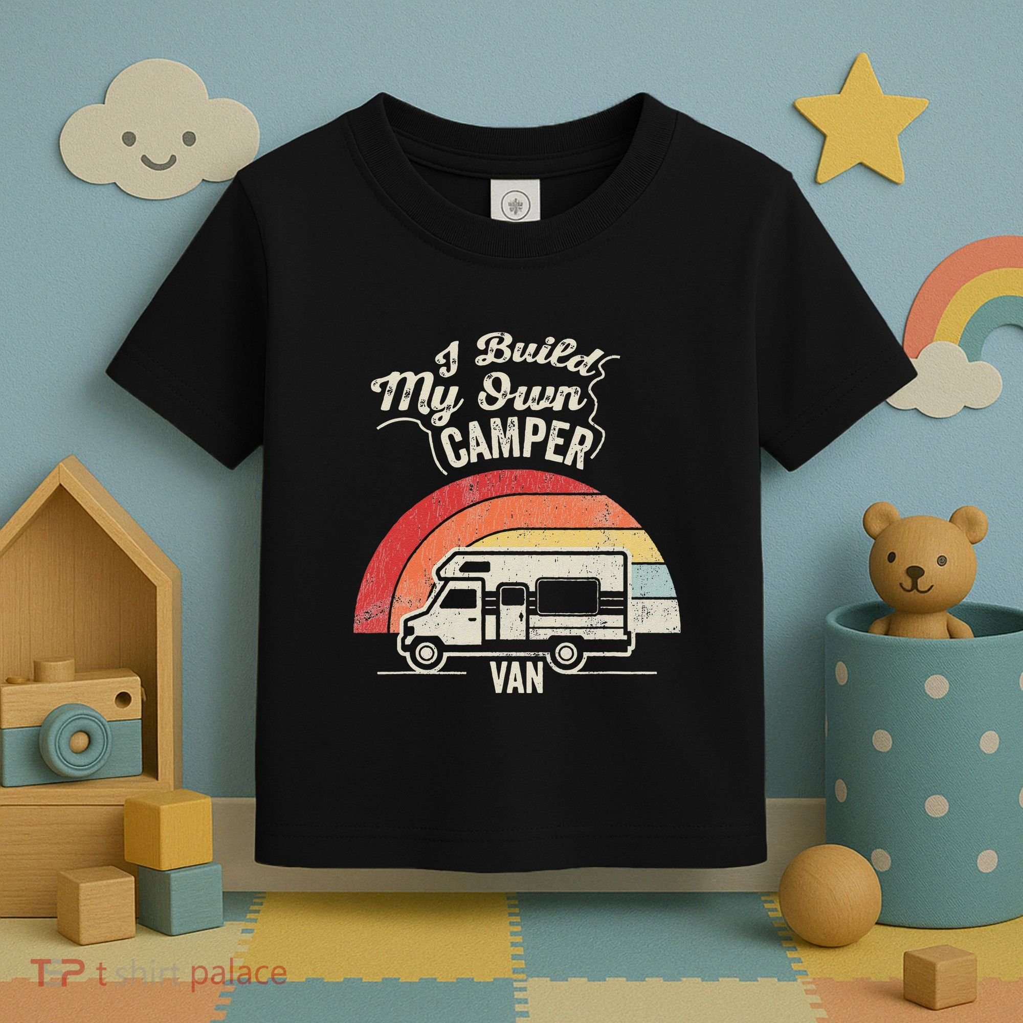 I Build My Own Camper Van Retro Style Toddler T-Shirt