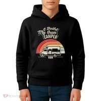 I Build My Own Camper Van Retro Style Kids Hoodie thumb 4