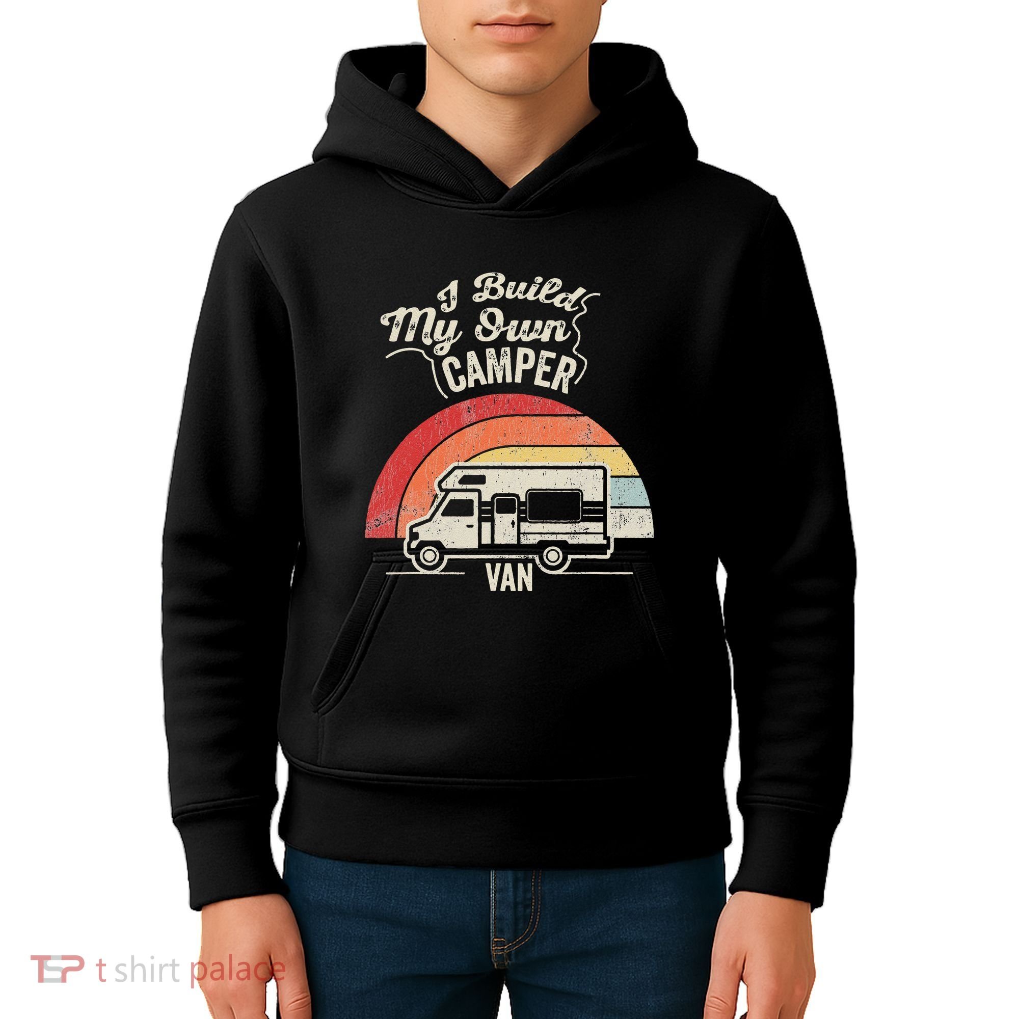 I Build My Own Camper Van Retro Style Kids Hoodie