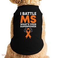 I Battle Ms WhatS Your Superpower Awareness Ribbon Doggie Tank thumb 0