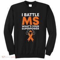 I Battle Ms WhatS Your Superpower Awareness Ribbon Sweatshirt thumb 0