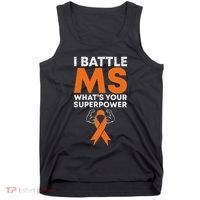 I Battle Ms WhatS Your Superpower Awareness Ribbon Tank Top thumb 0