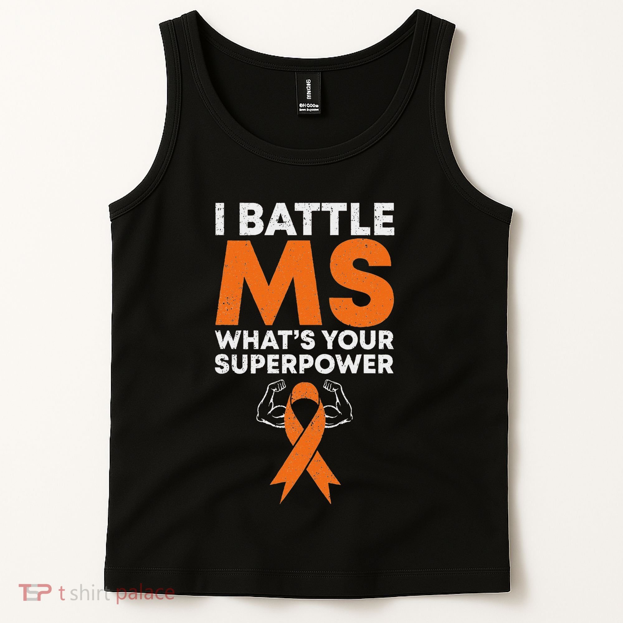 I Battle Ms WhatS Your Superpower Awareness Ribbon Tank Top