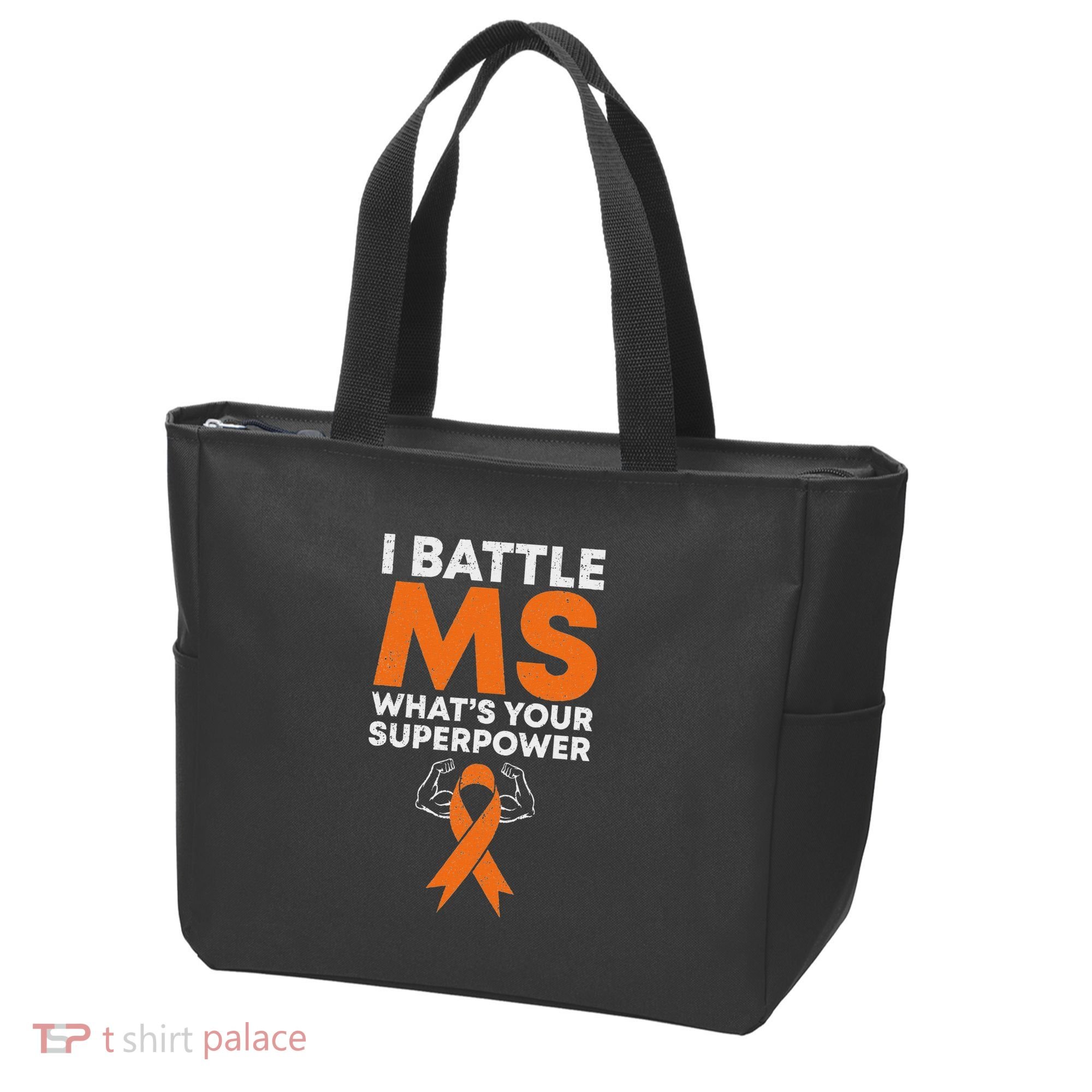 I Battle Ms WhatS Your Superpower Awareness Ribbon Tote Bag