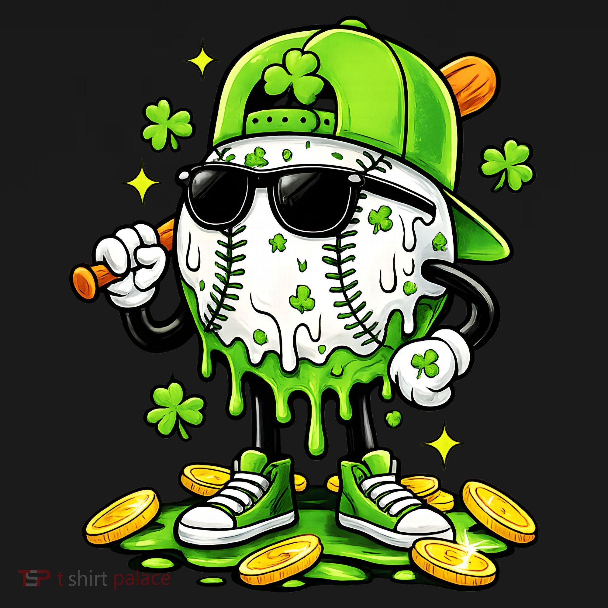 Irish Baseball Melting Drip Ice Cream St Patricks Day USA-Made Doggie Bandana