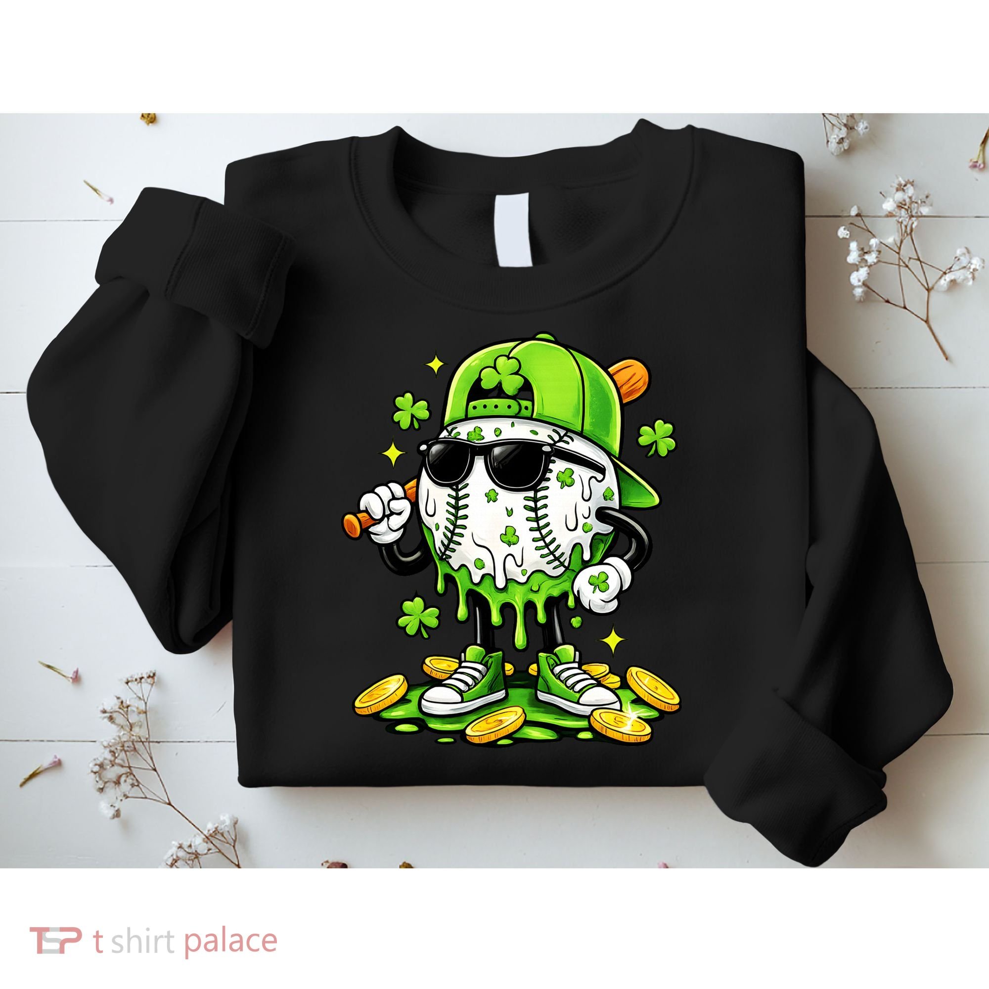 Irish Baseball Melting Drip Ice Cream St Patricks Day Sweatshirt
