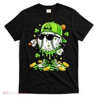 Irish Baseball Melting Drip Ice Cream St Patricks Day T-Shirt thumb 0