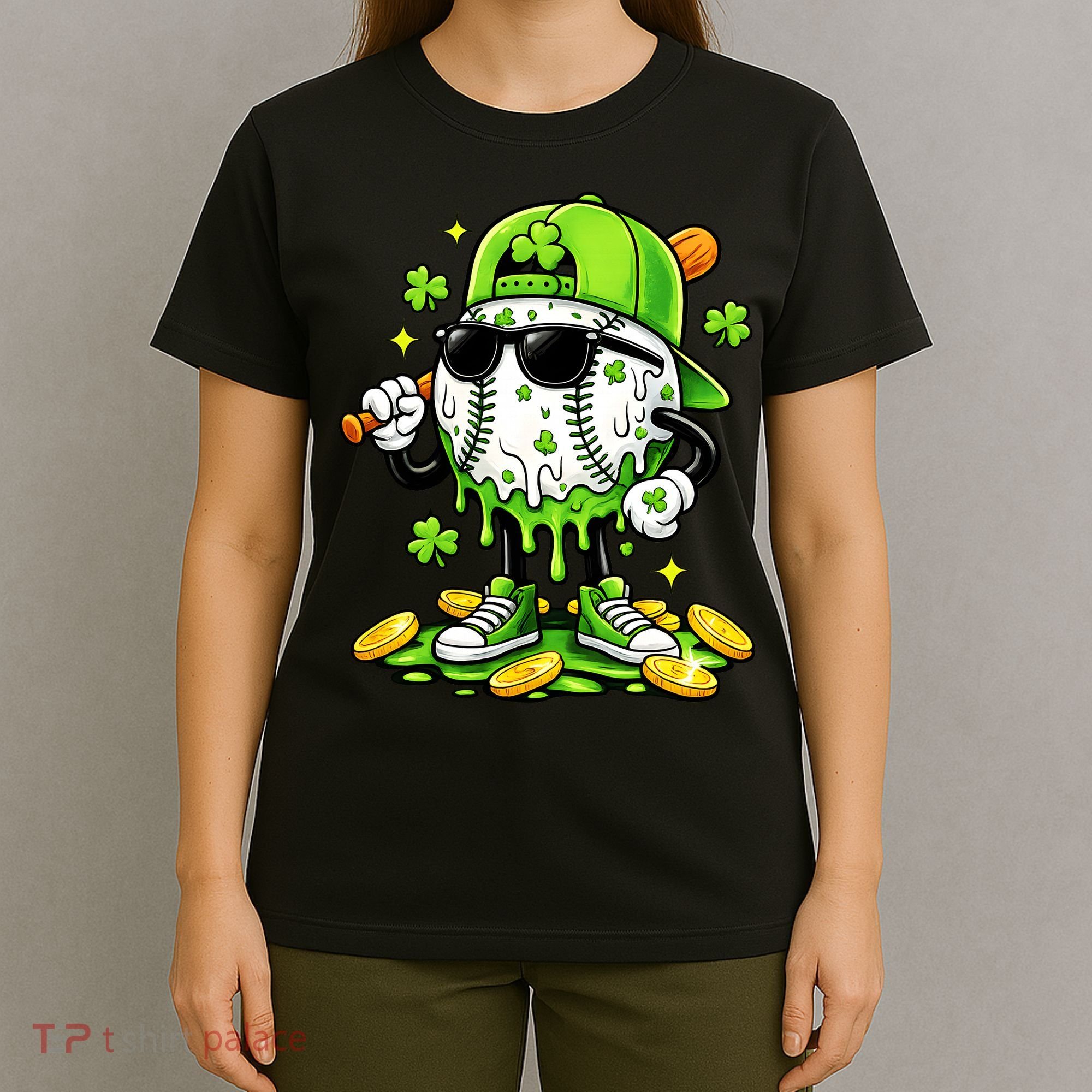 Irish Baseball Melting Drip Ice Cream St Patricks Day T-Shirt