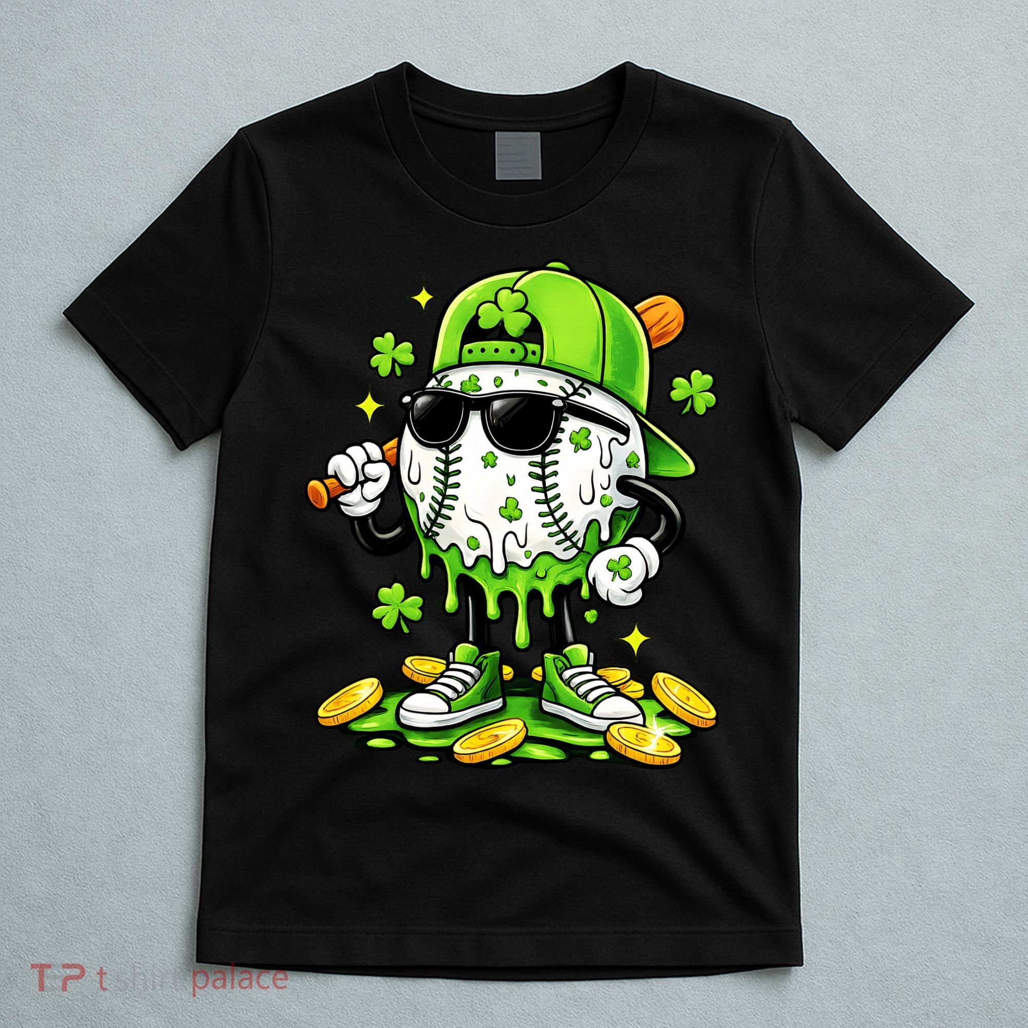 Irish Baseball Melting Drip Ice Cream St Patricks Day T-Shirt