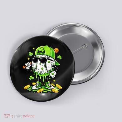 Irish Baseball Melting Drip Ice Cream St Patricks Day Button