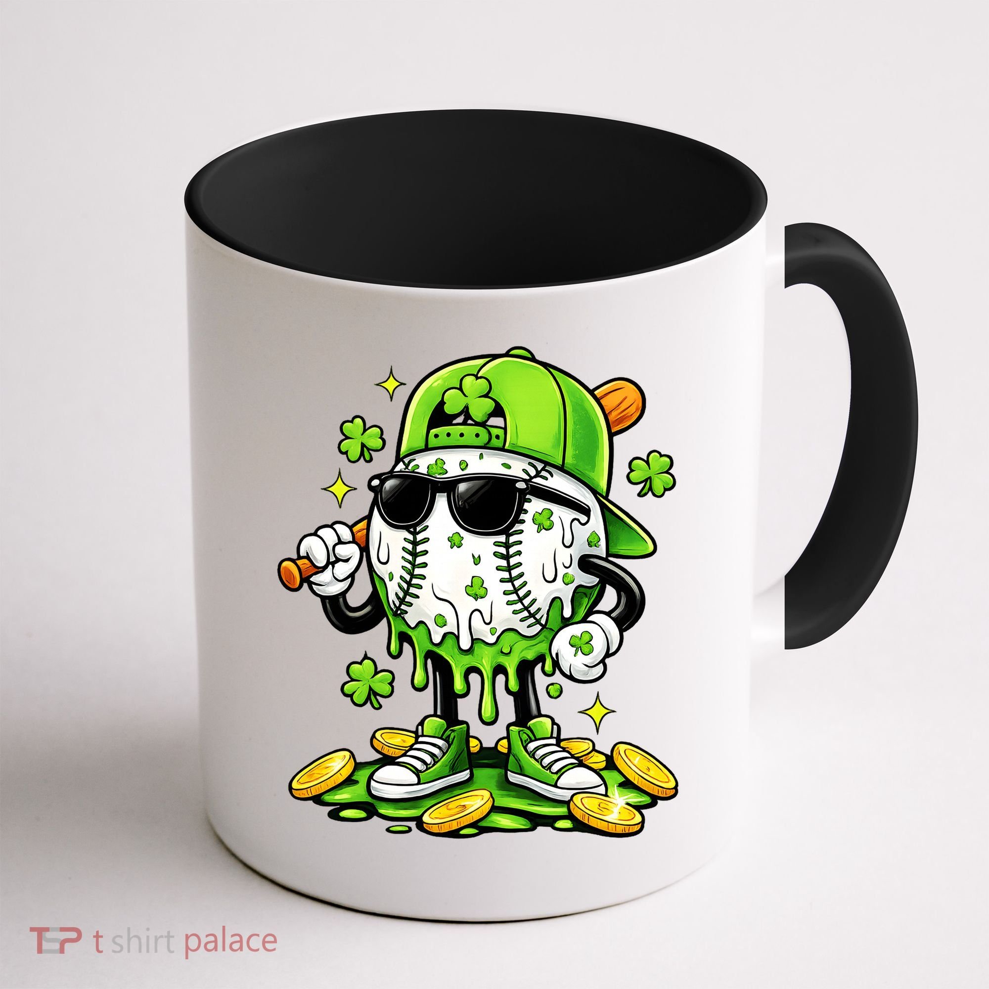 Irish Baseball Melting Drip Ice Cream St Patricks Day Coffee Mug