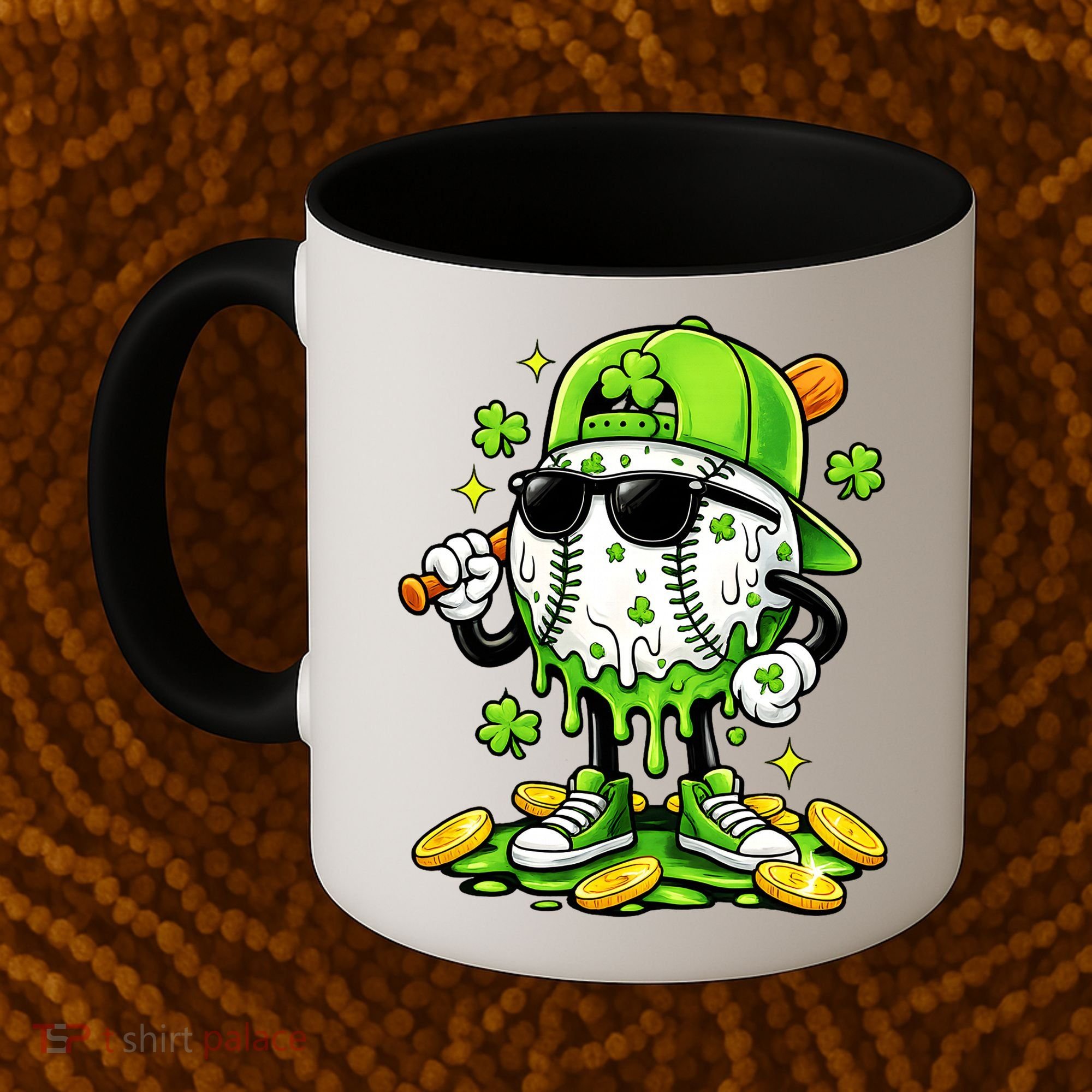 Irish Baseball Melting Drip Ice Cream St Patricks Day Coffee Mug