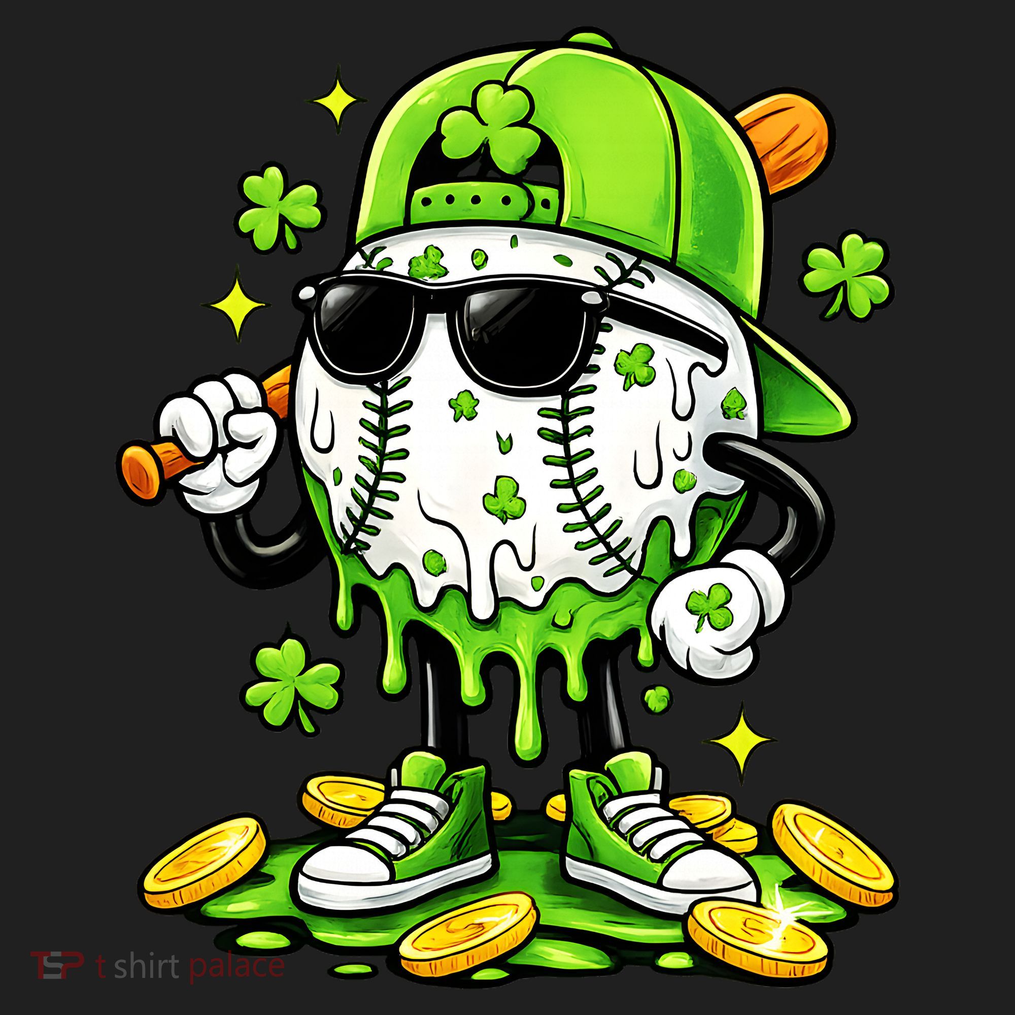 Irish Baseball Melting Drip Ice Cream St Patricks Day Beanie