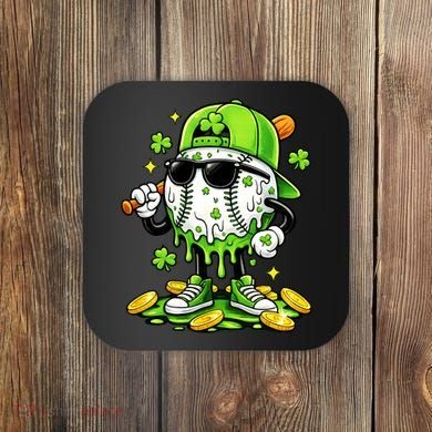 Irish Baseball Melting Drip Ice Cream St Patricks Day Coaster